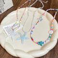 Colorful Resin Starfish Flower Necklace For Women Beach Vacation Layered Collarbone Style view 3
