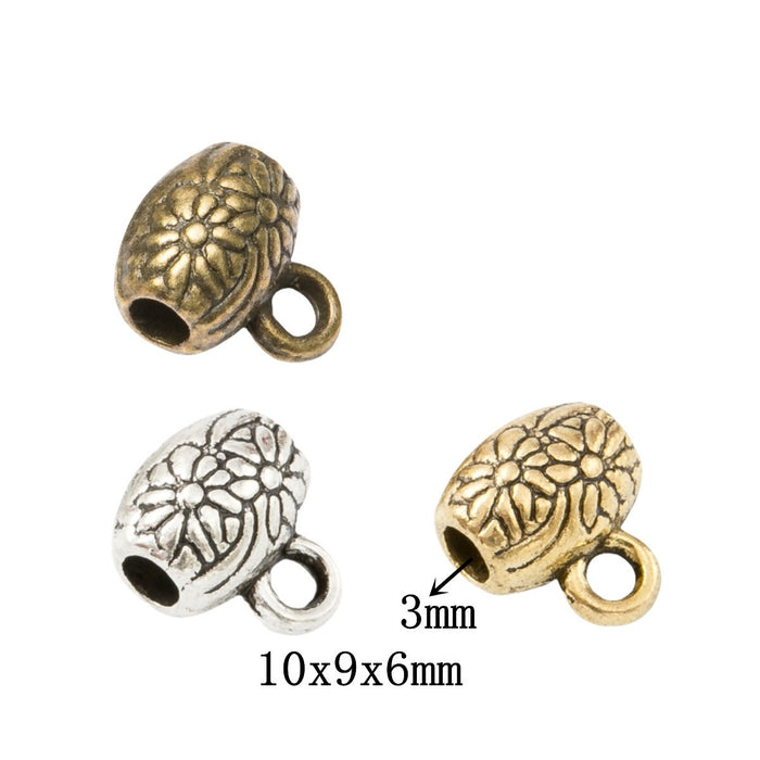 DIY Vintage Zinc Alloy Three Way Single Dangle Perforated Large Hole Bead For European Bracelet 4012