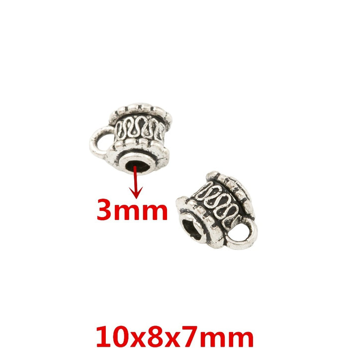 DIY Vintage Zinc Alloy Three Way Single Dangle Perforated Large Hole Bead For European Bracelet 4017