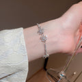 2026 New Copper Zircon Flower Pendant Bangle For Women, Minimalist Light Luxury Floral Jewelry view 3