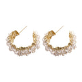 Retro Light Luxury Metal Crinkle Crystal Wrapped C Shape Stud Earrings For Women view 5