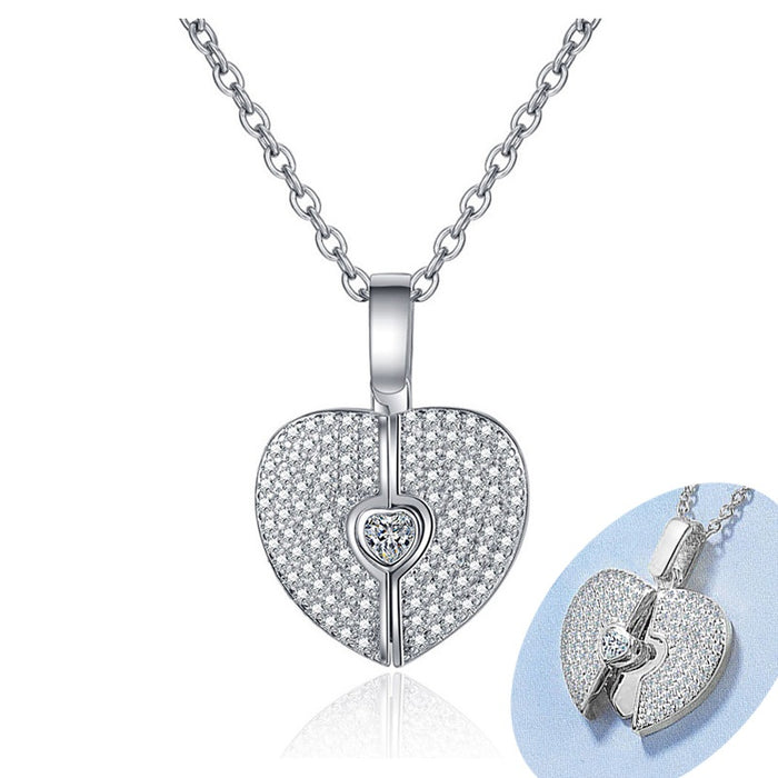 Creative Heart Openable Pendant Necklace For Women, Chic Light Luxury Fashion Jewelry Accessory