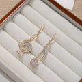Elegant Asymmetrical Music Note Treble Clef Rhinestone Alloy Drop Dangle Statement Earrings view 3