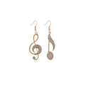 Elegant Asymmetrical Music Note Treble Clef Rhinestone Alloy Drop Dangle Statement Earrings view 5