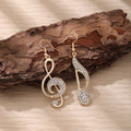 Elegant Asymmetrical Music Note Treble Clef Rhinestone Alloy Drop Dangle Statement Earrings view 2
