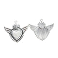 Antique Silver Zinc Alloy Winged Heart Charm Pendant No.770206 for DIY Necklace Bracelet Jewelry Making view 2