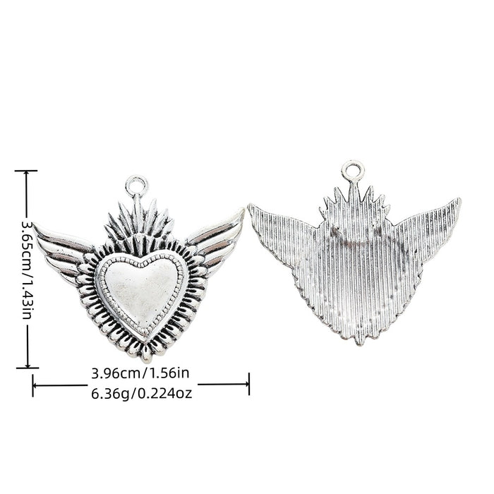Antique Silver Zinc Alloy Winged Heart Charm Pendant No.770206 for DIY Necklace Bracelet Jewelry Making