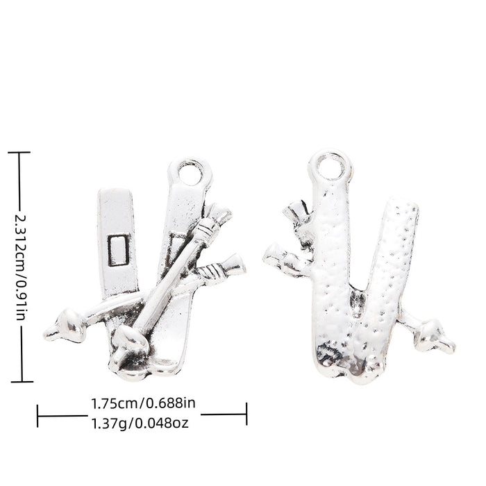 Antique Silver Zinc Alloy Skis Charm Pendant for DIY Necklace Bracelet Jewelry Making
