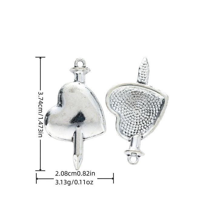 Antique Silver Zinc Alloy Heart Charm Pendant No.658195 for DIY Necklace Bracelet Jewelry Making