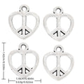 Antique Silver Zinc Alloy Heart Peace Sign Charm Pendant for DIY Necklace Bracelet Jewelry Making view 1