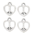 Antique Silver Zinc Alloy Heart Peace Sign Charm Pendant for DIY Necklace Bracelet Jewelry Making view 2