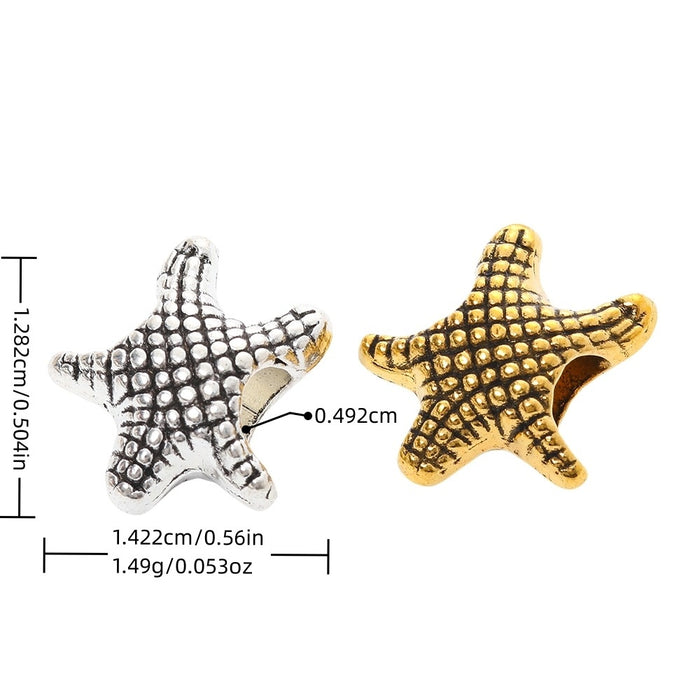 DIY Vintage Alloy Starfish Large Hole Beads For European Bracelet Necklace Jewelry