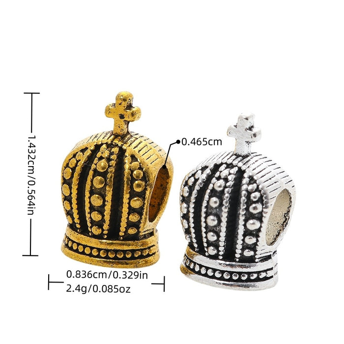 DIY Vintage Alloy Crown Large Hole Bead Jewelry Accessory For European Bracelets And Necklaces