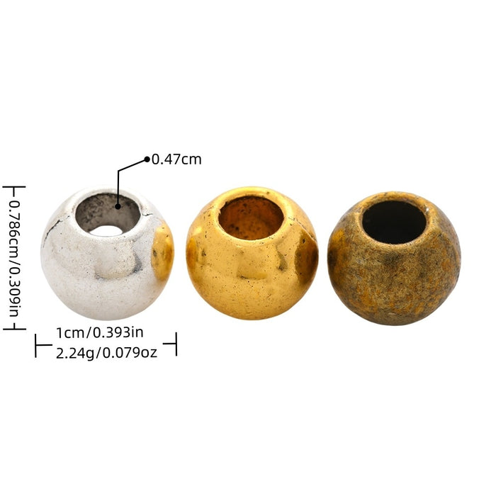 Vintage Alloy Large Hole Round Beads For DIY European Bracelet Necklace Jewelry