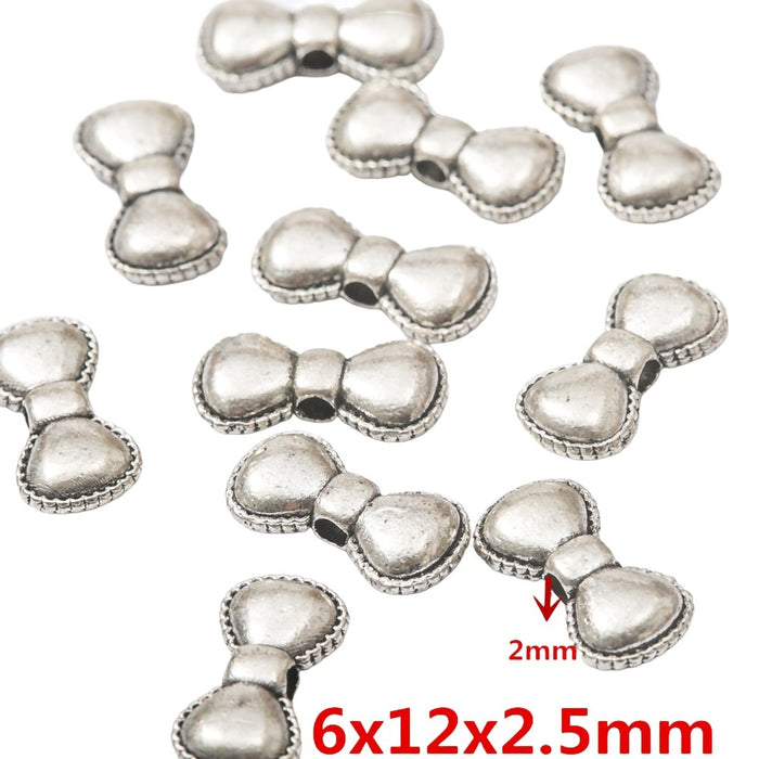 DIY Vintage Zinc Alloy Bow Tie Small Hole Bead Spacer For Handmade Bracelets And Necklaces