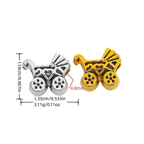 DIY Vintage Alloy Baby Stroller Large Hole Bead Jewelry Accessory For European Bracelets