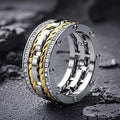 Two Tone Electroplated Metal Simple Band Ring, Unisex Daily Fashion Niche Personality Jewelry view 1