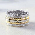 Two Tone Electroplated Metal Simple Band Ring, Unisex Daily Fashion Niche Personality Jewelry view 2