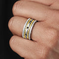 Two Tone Electroplated Metal Simple Band Ring, Unisex Daily Fashion Niche Personality Jewelry view 3