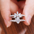 Sweet Double Layer Marquise Ring For Women, Shiny Delicate Korean Style Fashion Jewelry view 2