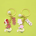 Zinc Alloy Enamel Heart Letter Flower Pearl Keychain Mother's Day Gift view 1