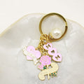 Zinc Alloy Enamel Heart Letter Flower Pearl Keychain Mother's Day Gift view 4