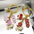 Zinc Alloy Enamel Heart Letter Flower Pearl Keychain Mother's Day Gift view 3