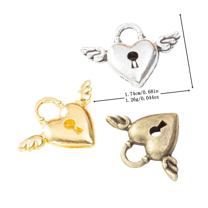Zinc Alloy Heart Lock Charm Pendant No.100494 for DIY Necklace Bracelet Jewelry Making