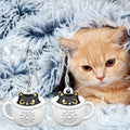 Cute Women's Dangle Earrings With Cat And Coffee Theme For Sweet Korean Style Outfits view 2