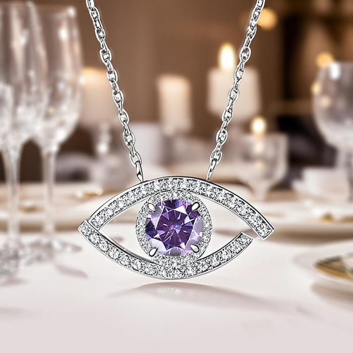 Trendy Eye Pendant Necklace With Inlaid Zircon, Niche Statement Jewelry For Women