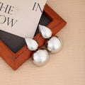 Luxury Smooth Metal Oval Teardrop Geometric Statement Stud Earrings For Women Elegant Alloy Drop Earrings view 4