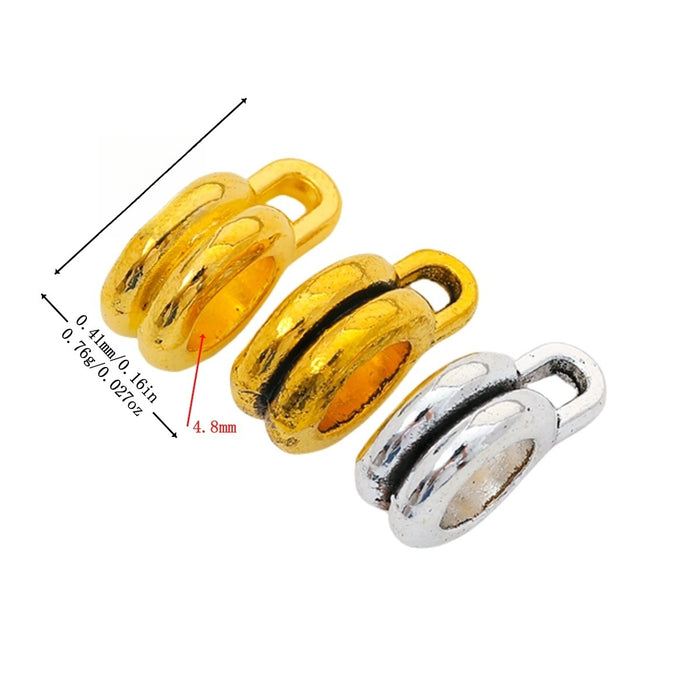 Vintage Zinc Alloy Three Way Single Dangle Perforated Large Hole Beads For DIY European Bracelet (6594)