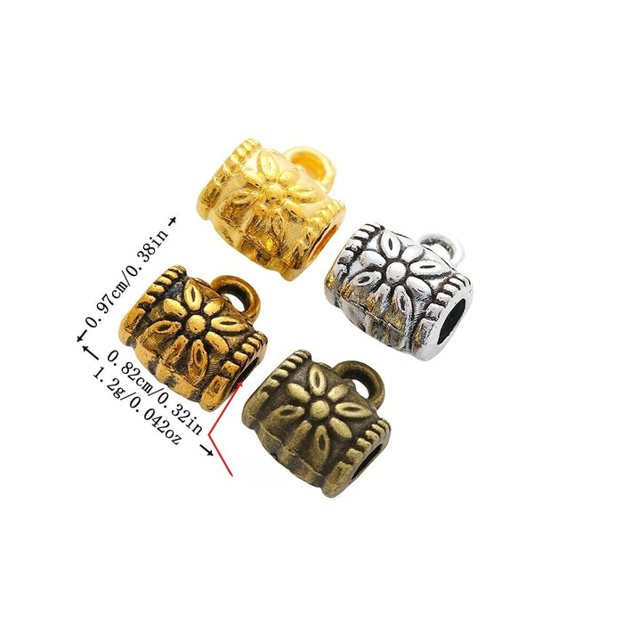 Vintage Zinc Alloy Three Way Single Dangle Perforated Large Hole Beads For DIY European Bracelet