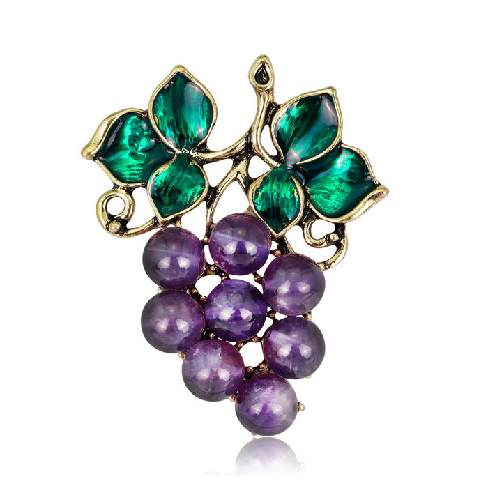 Green Purple Grape Metal Brooch Pin for Jackets and Lapels