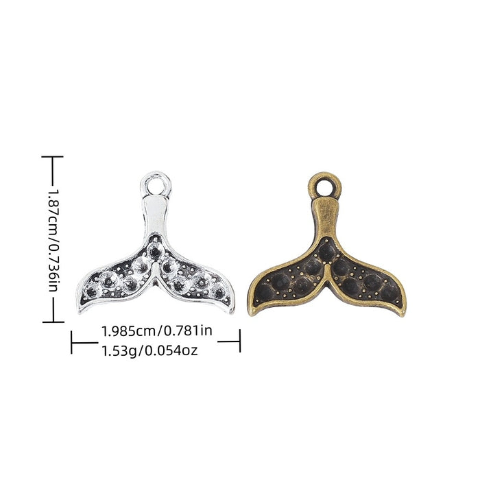 Zinc Alloy Fish Tail Charm Pendant No.032996 for DIY Necklace Bracelet Jewelry Making