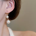 French Style Long Faux Pearl Sweater Necklace Light Luxury Geometric Round Pendant for Women view 3