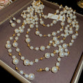 French Style Long Faux Pearl Sweater Necklace Light Luxury Geometric Round Pendant for Women view 2