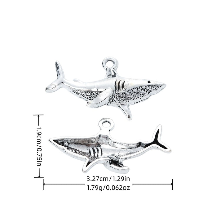 Antique Silver Zinc Alloy Shark Charm Pendant No.264512 for DIY Necklace Bracelet Jewelry Making