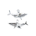 Antique Silver Zinc Alloy Shark Charm Pendant No.264512 for DIY Necklace Bracelet Jewelry Making view 2