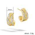 Gold Tone Crystal Leaf Huggie Earrings With Clear Stone Accents view 4