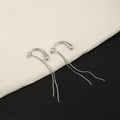 Elegant Smooth Silver Alloy Waterdrop Stud Earrings With Long Chain Tassel Minimalist Vintage Earrings view 2