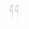Elegant Smooth Silver Alloy Waterdrop Stud Earrings With Long Chain Tassel Minimalist Vintage Earrings view 4