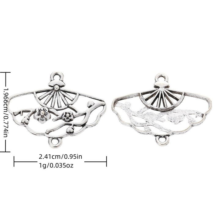 Vintage Zinc Alloy Double Bail Fan Pendant Charms DIY Jewelry Accessories For Bracelets