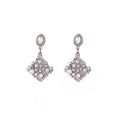 Elegant French Pearl Geometric Lattice Alloy Drop Stud Earrings For Women Luxury Statement Earrings view 5
