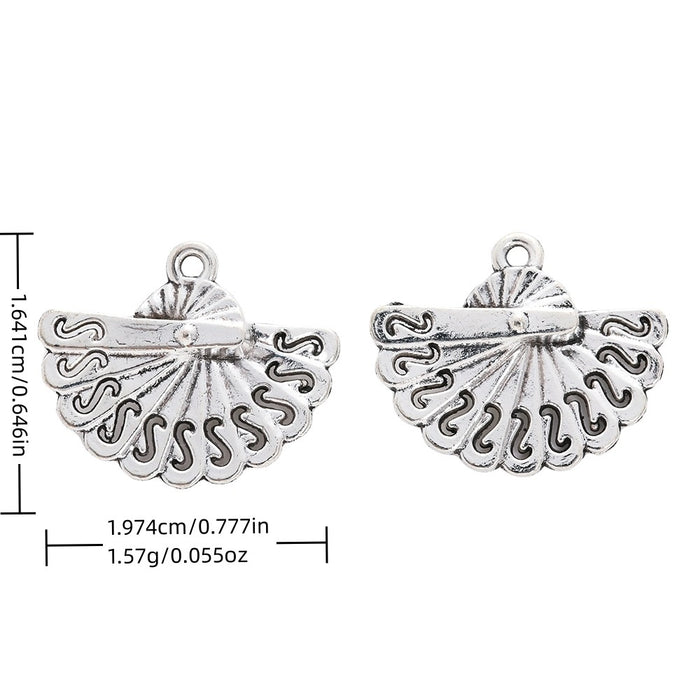 Antique Silver Zinc Alloy Folding Fan Charm Pendant for DIY Necklace Bracelet Jewelry Making