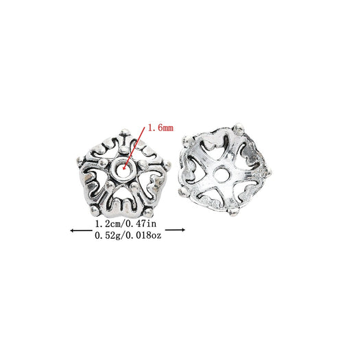 Antique Silver Zinc Alloy Flower Cap Jewelry Findings Accessories for DIY Jewelry Making