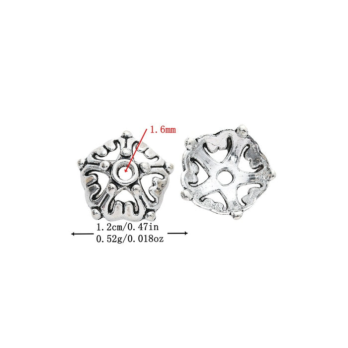 Antique Silver Zinc Alloy Flower Cap Jewelry Findings Accessories for DIY Jewelry Making