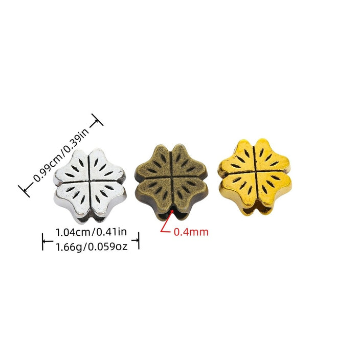 DIY Vintage Alloy Four Leaf Clover Large Hole Beads For European Bracelets And Necklaces