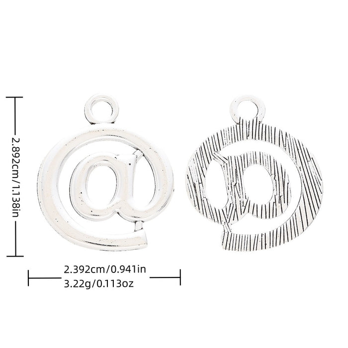 Antique Silver Zinc Alloy At Symbol Charm Pendant for DIY Necklace Bracelet Jewelry Making