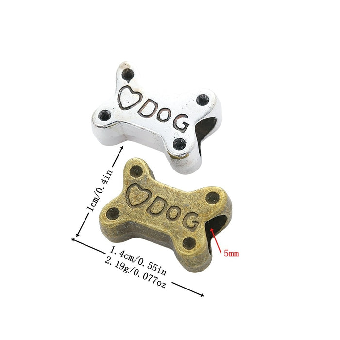 DIY Vintage Alloy Dog Bone Large Hole Beads For Handmade European Bracelets And Necklaces